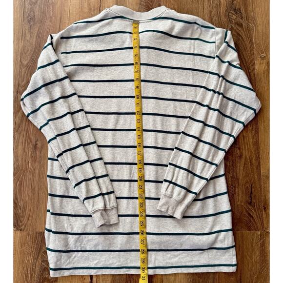 Vintage Eddie Bauer Rugby Shirt Men's MT Cream Green Stripe,Rugby 90s EUC - Picture 6 of 10